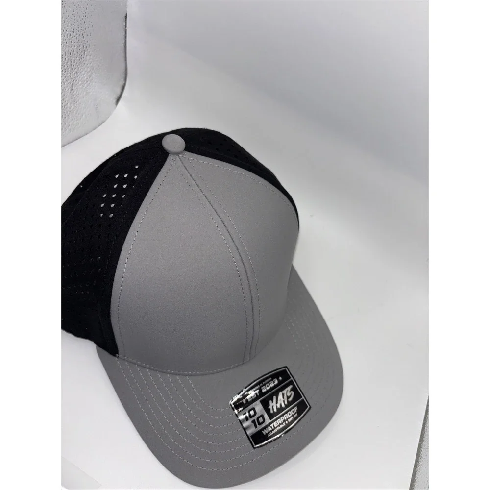10 10 Hats 6 panel gray black waterproof adjustable dry fit Micro Mesh New Hat